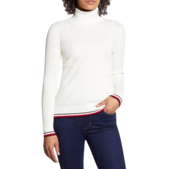 Tommy Hilfiger Sweaters - Tommy Hilfiger Preppy Turtleneck Knit Long Sleeve Ribbed Sweater Ivory NWT Small